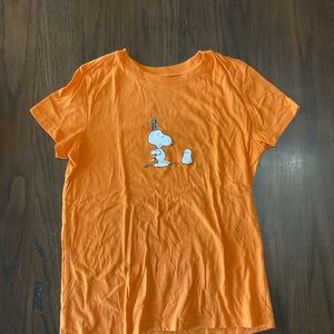 Peanuts Orange Snoopy Short Sleeve Tee